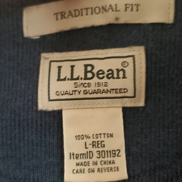 LL Bean L Traditional Fit 1/4 Zip Knit Sweater - Picture 2 of 3